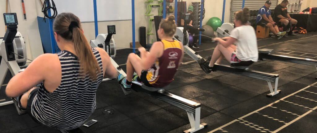 Rowing is a great form of conditioning that is lower impact than running. Demonstrated here by a few of our netball athletes at Vector Health