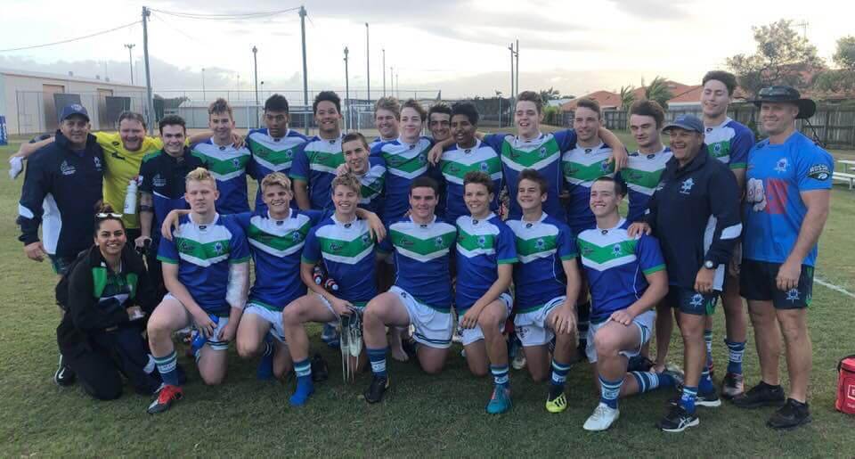 Strength and Conditioning Coach - Rachel Warcon with the TCC boys after their grand final loss at the 2019 Confraternity Shield Rugby League Competition